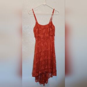 Elegant Lace Women’s Dress in Rust